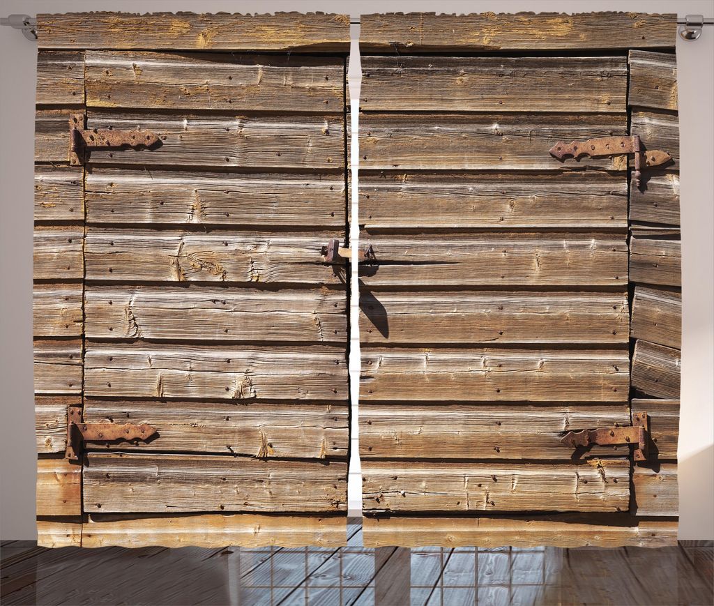 ABAKUHAUS Rustikal Rustikaler Vorhang, Verlassene Vintage Farm, Wohnzimmer Universalband Gardinen mit Schlaufen und Haken, 280 x 175 cm, Braun
