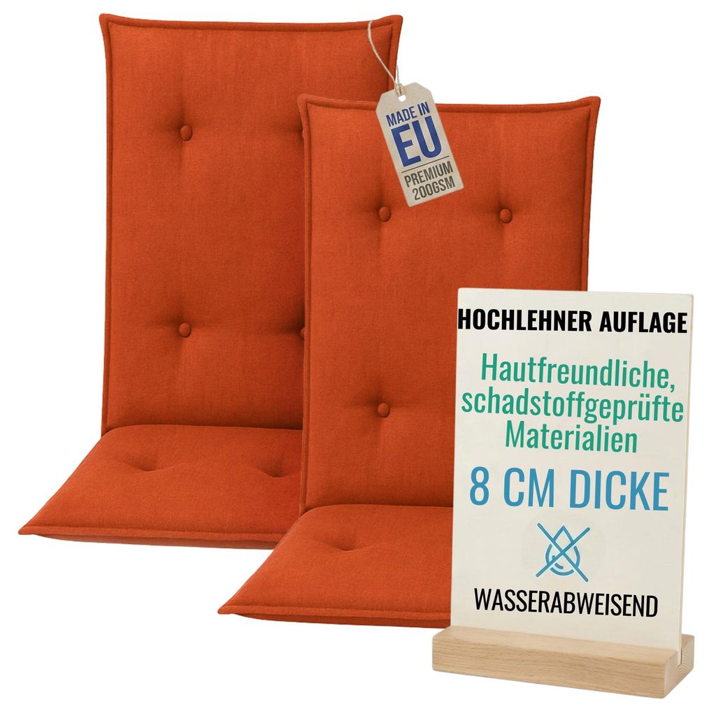 Pillows24 - 2x Hochlehner Auflagen 120x50x8 cm | Gesteppte Produktbild 