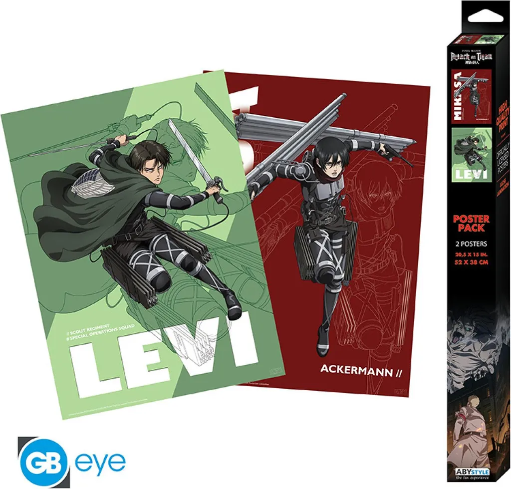 Set de 1 Posters Attack on Titan Chibi : Déco Murale 52 x 38 cm Shingeki