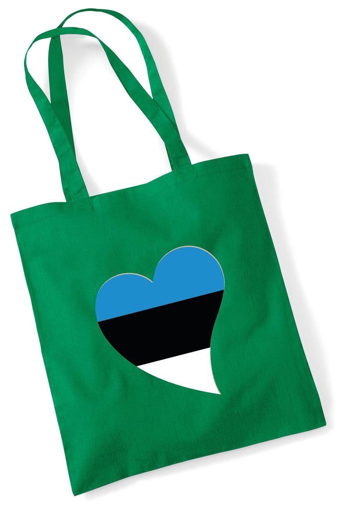 Huuraa Jutebeutel Estland Flagge Herz 10 Liter Kelly Green Baumwolle Tasche Geschenkidee