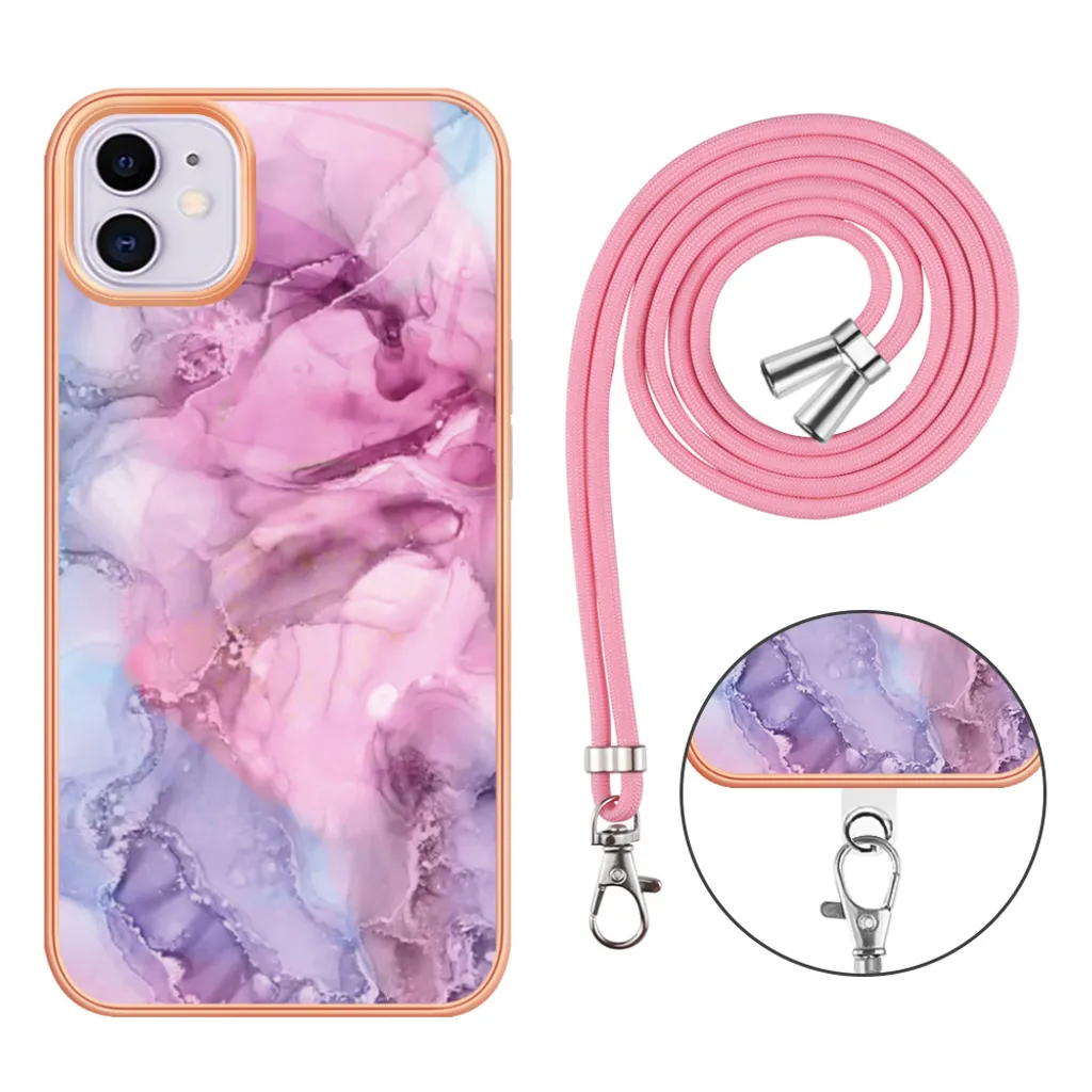 Custodia iPhone 11 Rosa Pastello con Cinturino - Cover Elegante - 4
