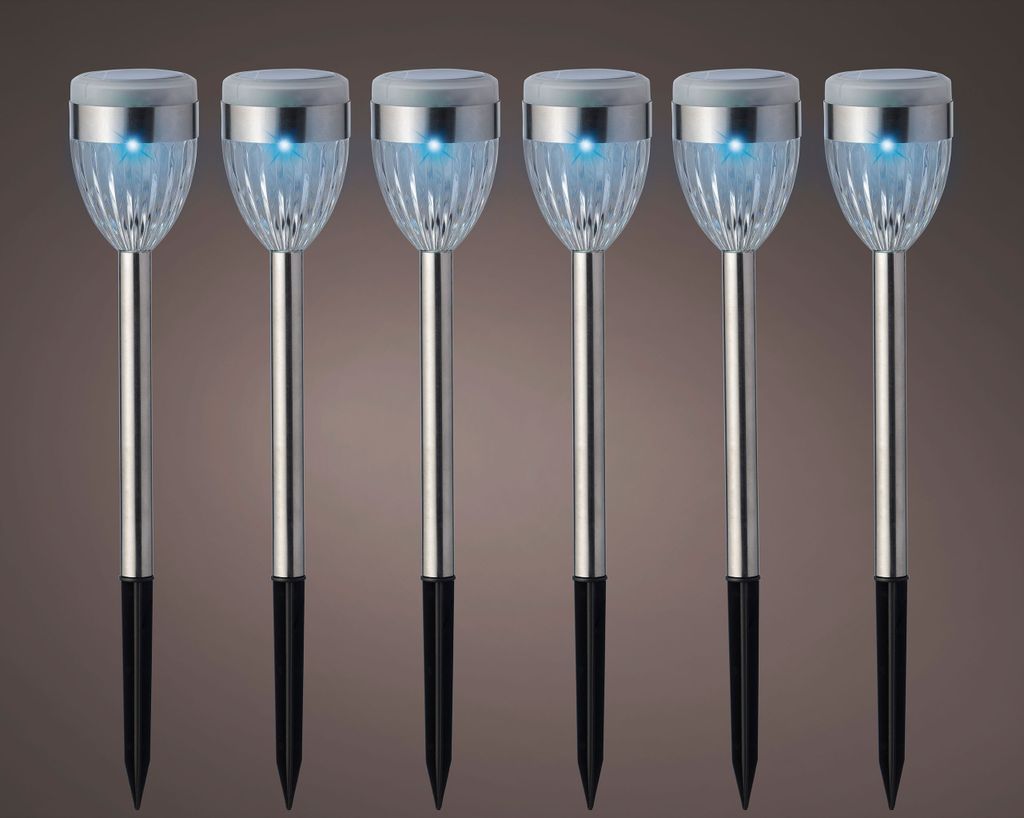 LED Solar Außenleuchten mit Farbwechsel 24,5cm Edelstahl 6er Set