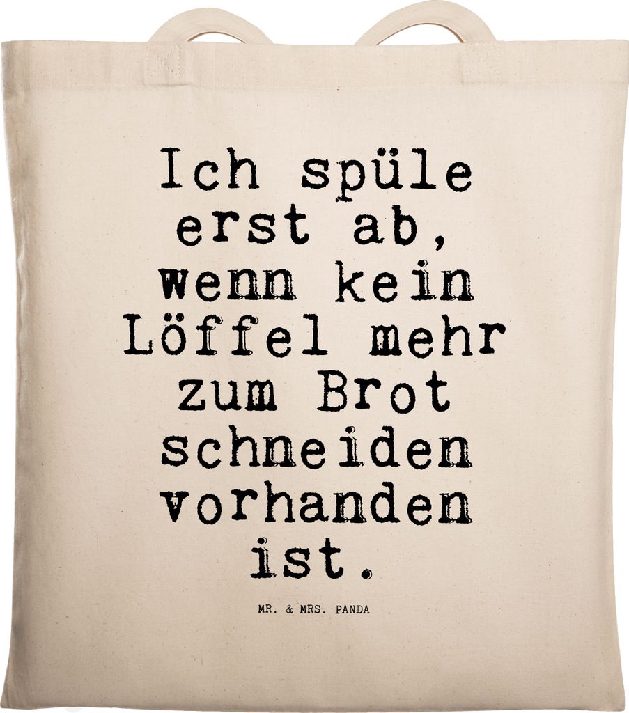 Mr. & Mrs. Panda Uni Tasche Ich spüle erst ab,... - Transparent - Geschenk, Freund, Tote Bag, Sprüche, Laptoptasche, Shopping, Singlehaushalt, Pa...