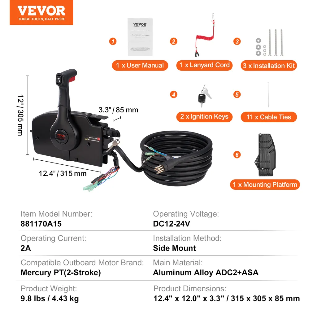 Boîtier de Commande Mercury 881170A15 VEVOR avec Power Trim Intégré