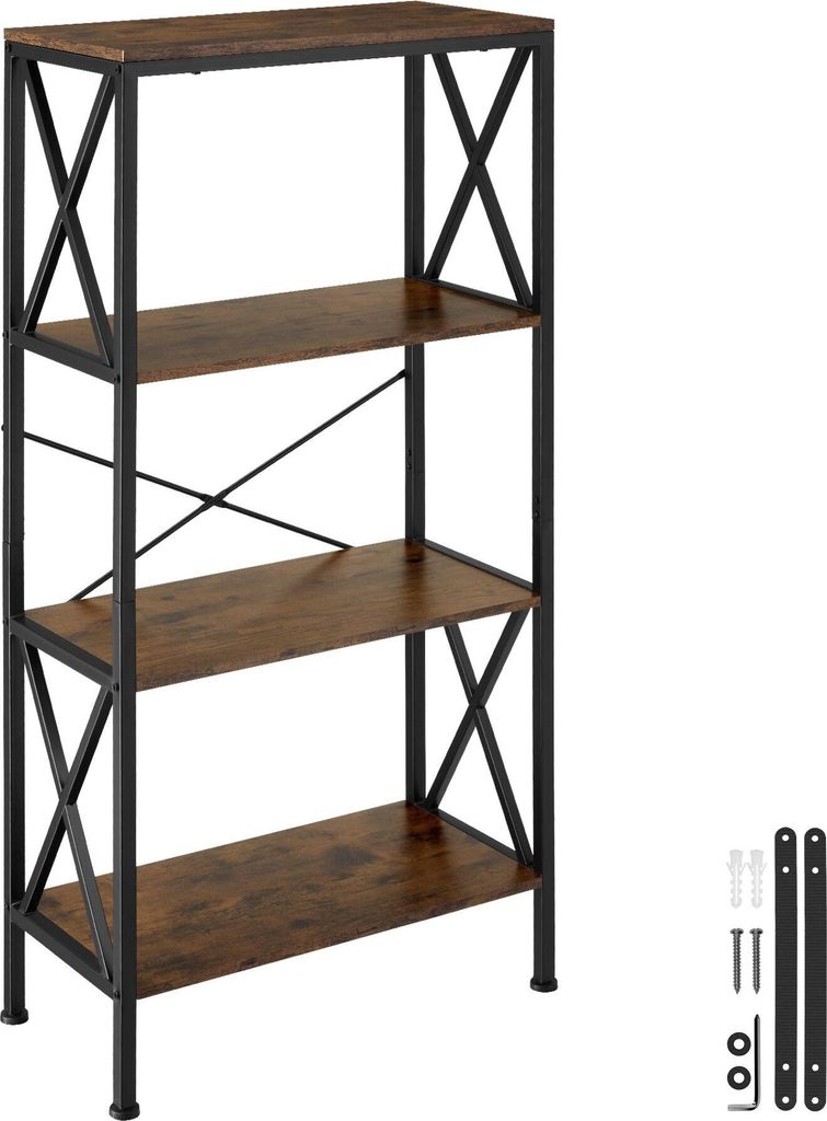 Etagère Barry 61,5x31,5x133,5cm - Bois foncé industriel, Image du produit 