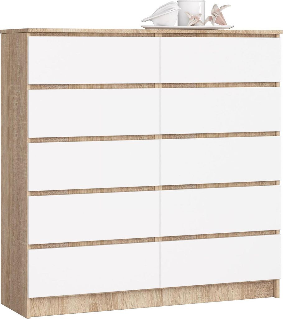 Akord Komoda 10 zásuvek Dub Sonoma / bílá 120x40x121 cm Obrázek produktu 