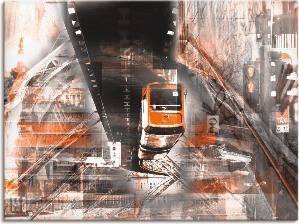 ARTland Leinwandbild Wuppertal Skyline abstrakte Collage Größe: 60x45 cm