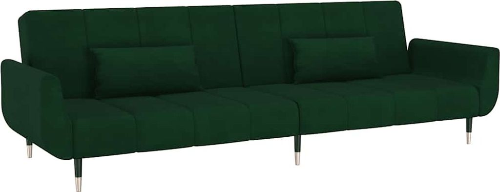 vidaXL Schlafsofa 2-Sitzer mit 2 Kissen Dunkelgrün Samt Produktbild 