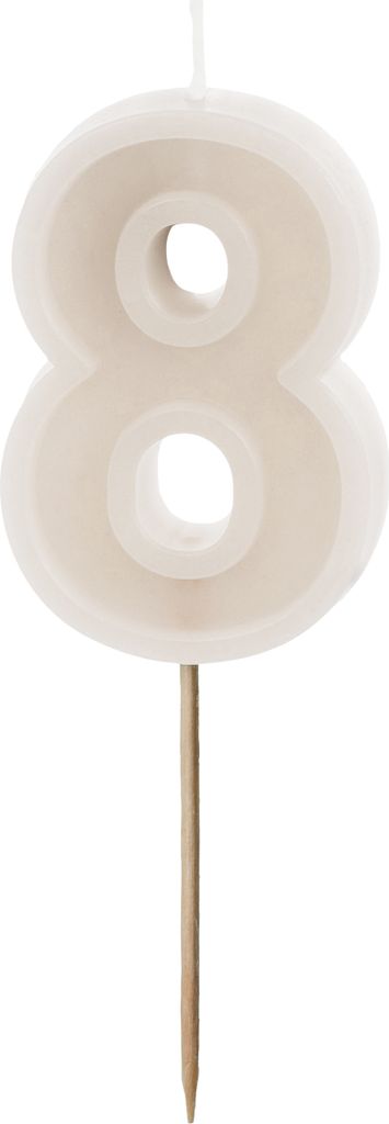 Geburtstagskerze Zahl 8, beige, 6 cm