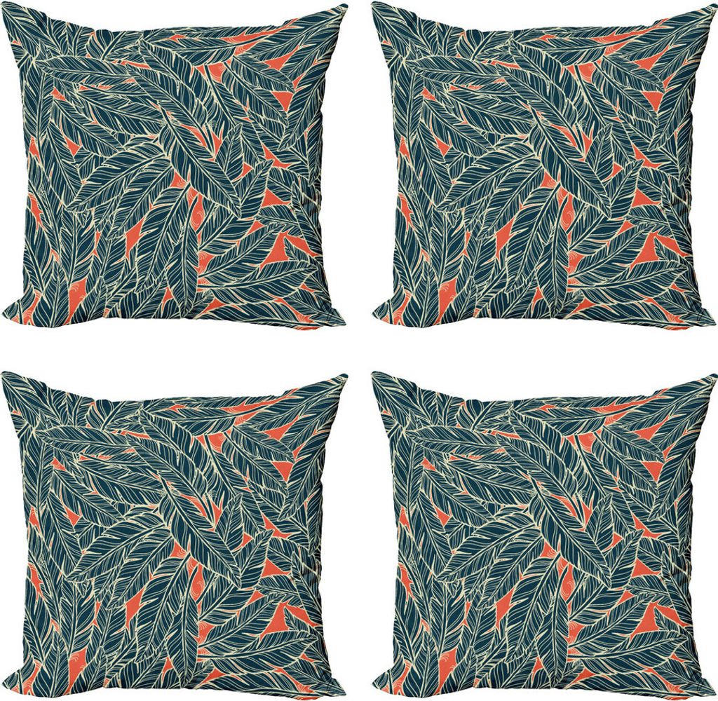 ABAKUHAUS Feder Kissenbezug Set (4 Stück), Modern, Moderner Doppelseitiger Digitaldruck, 60 cm x 60 cm, Schwarz Scarlet Creme