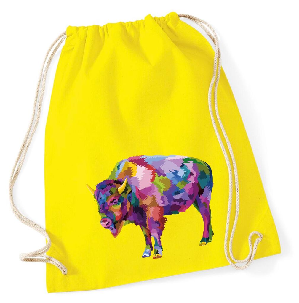 Huuraa Turnbeutel Bison Colorful 12 Liter Yellow Baumwolle Rucksack Geschenkidee