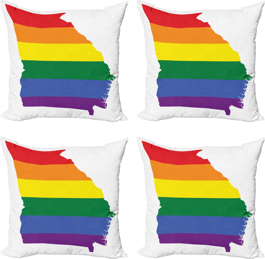 ABAKUHAUS Georgia Kissenbezug Set (4 Stück), Bunte Streifen Homosexuell Pride, Moderner Doppelseitiger Digitaldruck, 40 cm x 40 cm, Mehrfarbig