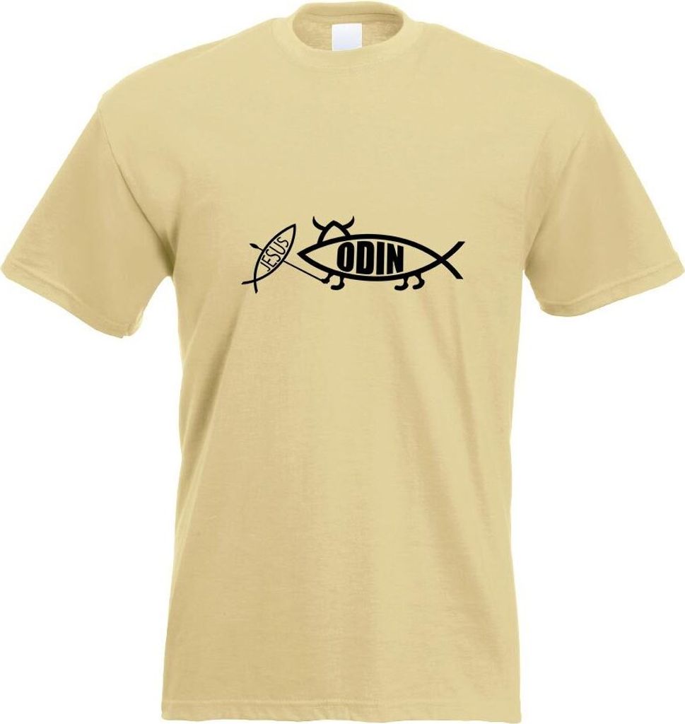 Kiwistar - T-Shirt - Khaki - Odin Fisch Motiv2 Motiv Bedruckt Funshirt Design Print - mit Motiv Bedruckt - Funshirt Design - Sport - Freizeit - Her...