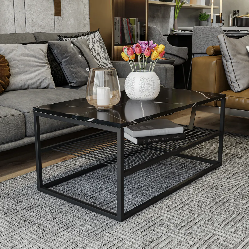 Tavolino Basso Nero 95x55 Skye Decor Asude - Robusto e Versatile