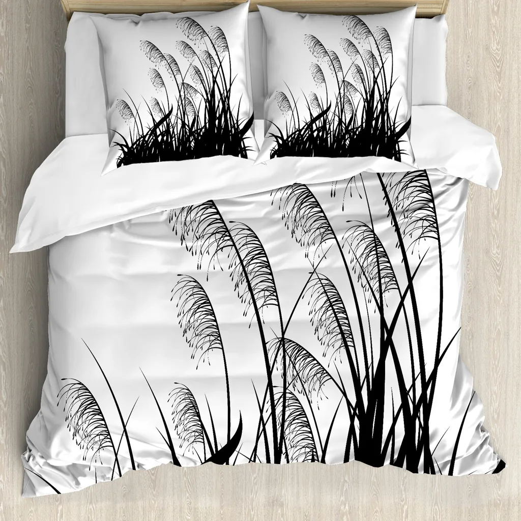 Parure Letto ABAKUHAUS 155x220 cm Antiallergico Bianco e Nero