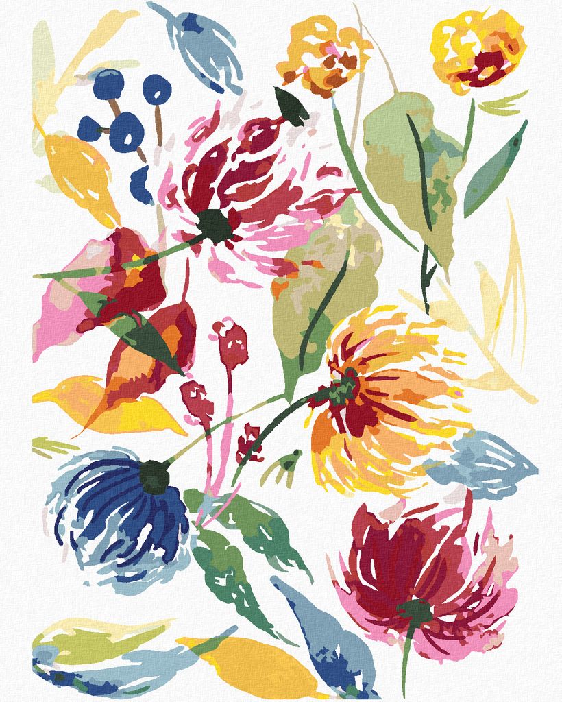 Zuty - Malen nach Zahlen - ABSTRAKTE WILDBLUMEN (ALEXANDRIA GILBERT), 40x50 cm, ohne Keilrahmen