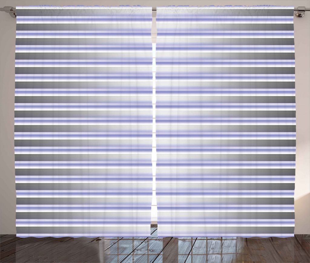 ABAKUHAUS Modern Rustikaler Vorhang, Digital Stripe Tube, Wohnzimmer Universalband Gardinen mit Schlaufen und Haken, 280 x 225 cm, Grauer Lavendel