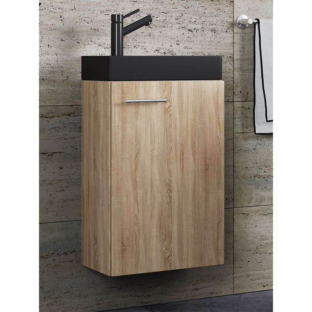 VCM 2-tlg Set | Waschplatz für Gäste WC | Gästebad Toilette | Waschtisch | Badmöbel Badezimmer Set – Slito-BL
