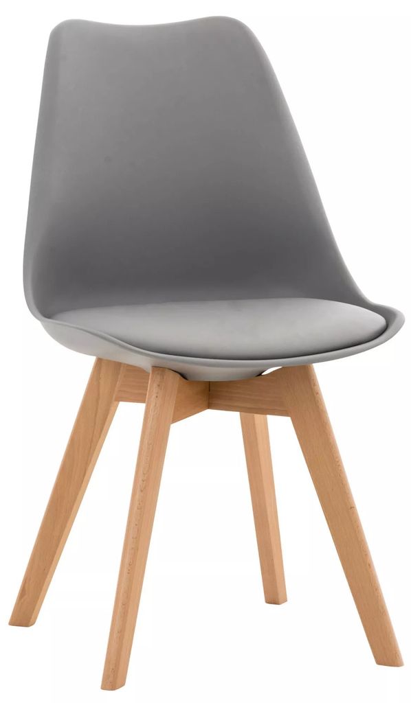 In And OutdoorMatch Besucherstuhl Ervin - Esszimmerstuhl - Graues Kunstleder - Braune Beine - 1er-Set - Sitzhöhe 46 cm - Deluxe