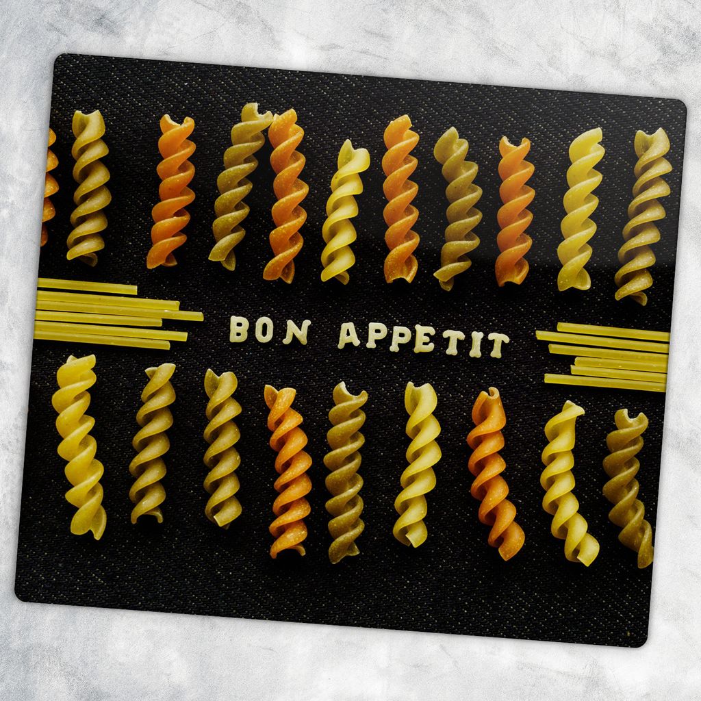 Glas-Herdabdeckplatten Ceranfeldabdeckung Spritzschutz Glas 60 cm x 52 cm - Bon Appetit Inschrift Gemüse