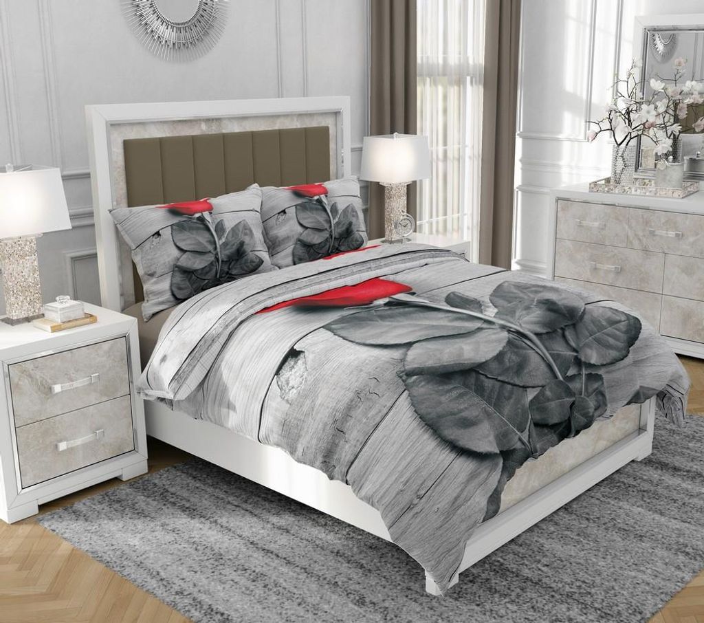 Bettwäsche 200x220 cm + 2x70x80 cm, 3-teilig, 100% Baumwolle, Satin, Reißverschluss, Bunt - SOVIO | So.0220