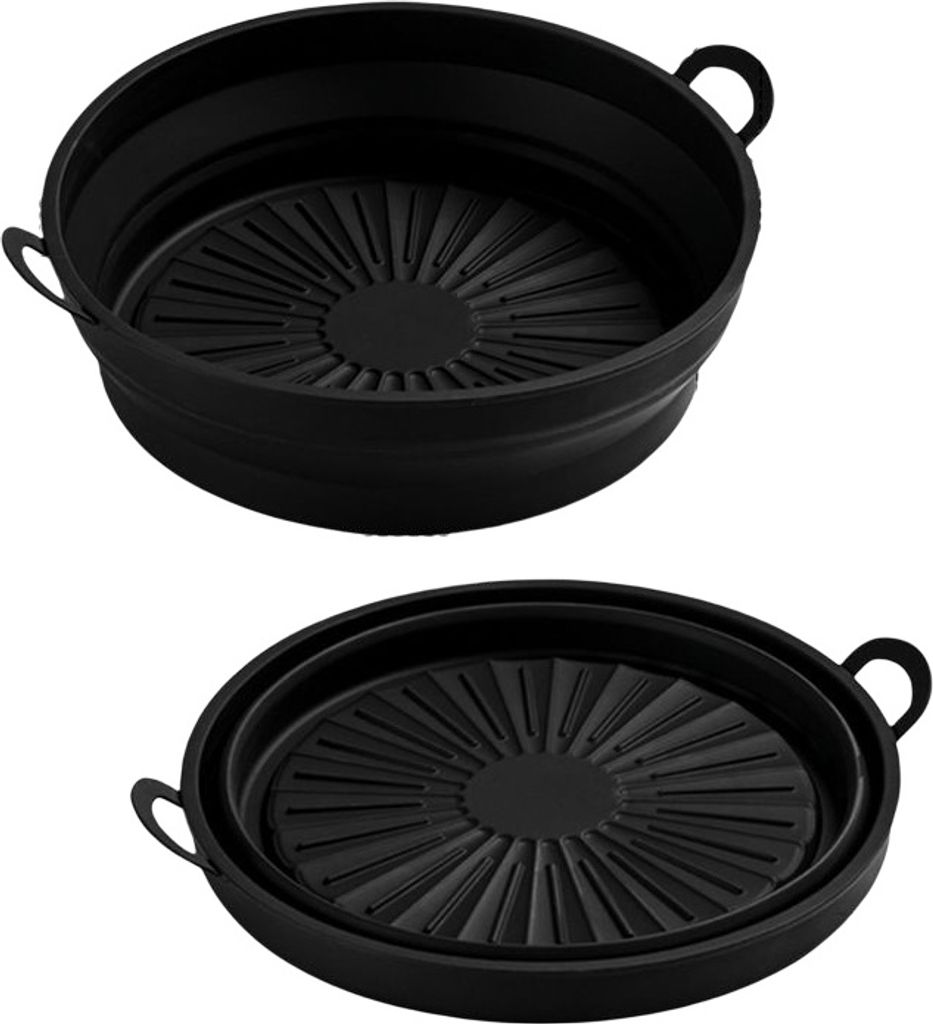 INF Faltbare runde Silikonschüssel für Air Fryer 8,5 inch Schwarz