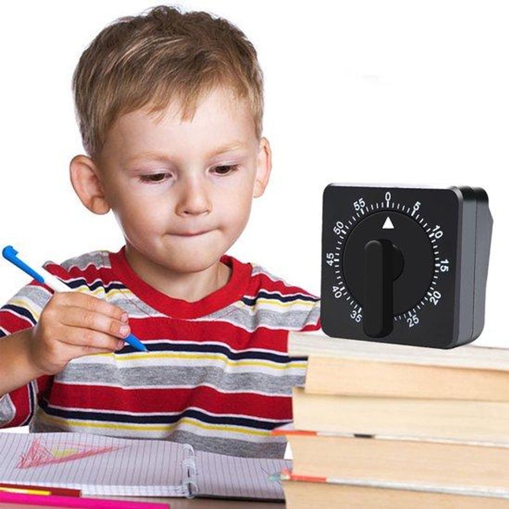 Elektronische Timer, quadratische Kochuhr mit Erinnerungsfunktion, batterieloser Energie-Spar-Apparat, für Kochen und Backen, schwarz.