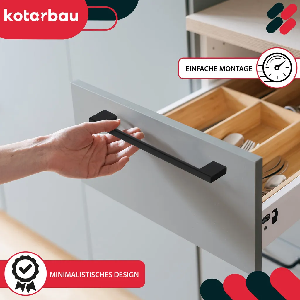 KOTARBAU® Set di 6 maniglie per mobili nero 358 mm maniglie per mobili ZnAl maniglie per mobili maniglie per armadi da cucina maniglie per cassetti maniglie per mobili maniglie per armadi da cucina maniglie per ante di mobili maniglia per barre di mobili - 2