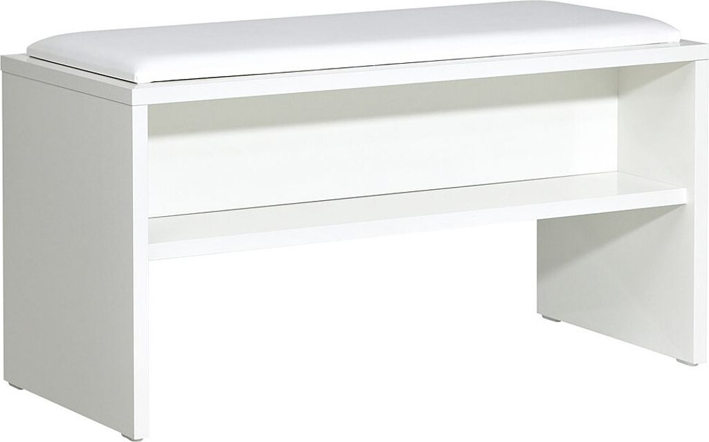 Sitzbank SOLINGEN-66 in Weiß Hochglanz - B/H/T: 90/48/40cm