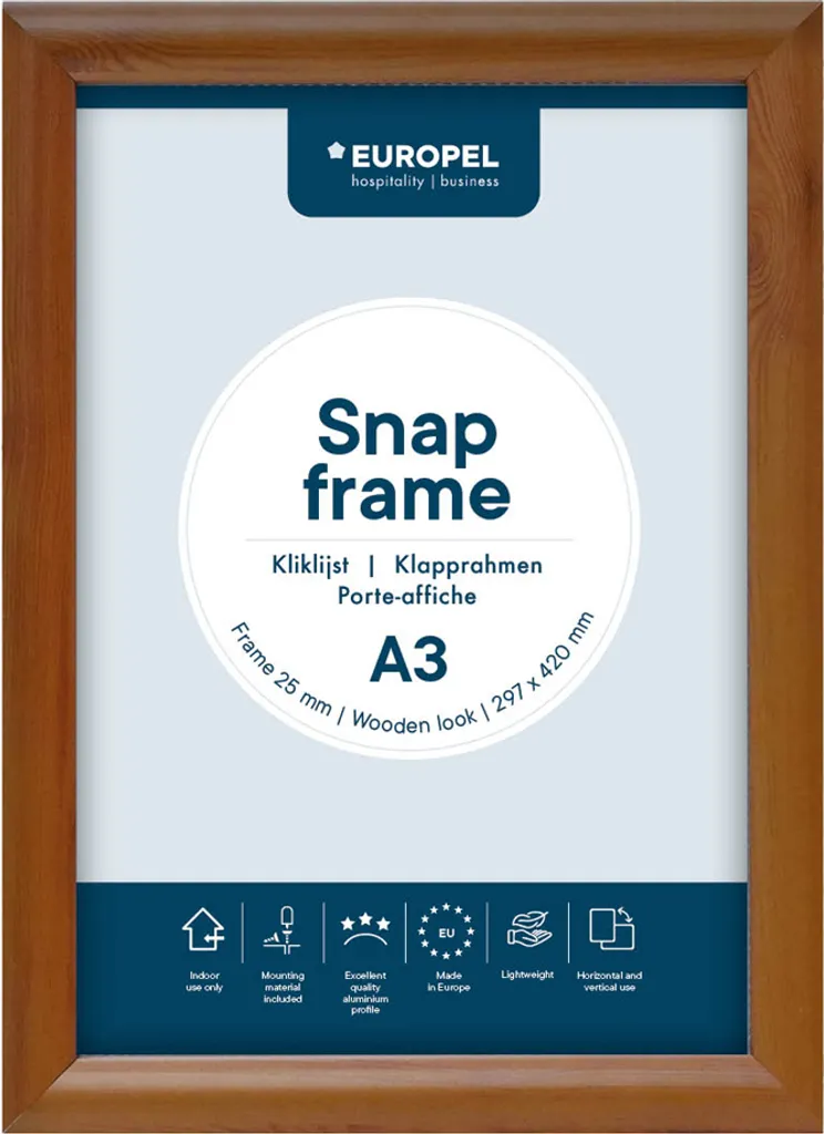 Changez vos affiches sans outils avec le cadre A3 Europel aspect bois