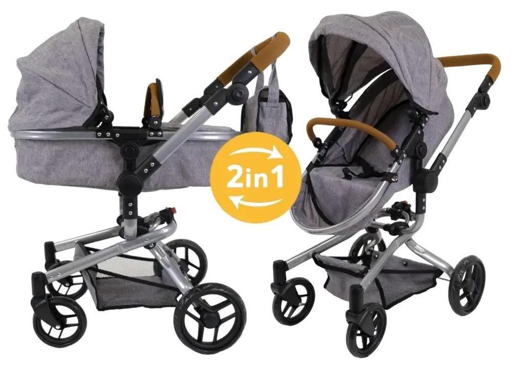 Bandits & Angels Puppenwagen Grau Modern Angel 2in1 Grau Produktbild 