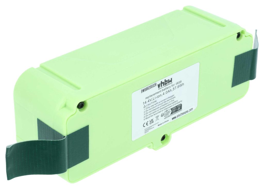 vhbw Akku Ersatz für iRobot 1800LI, 4374392, 4462425, 4376392, 2130LI, 4502233 für Saugroboter (4000 mAh, 14,4 V, Li-Ion)