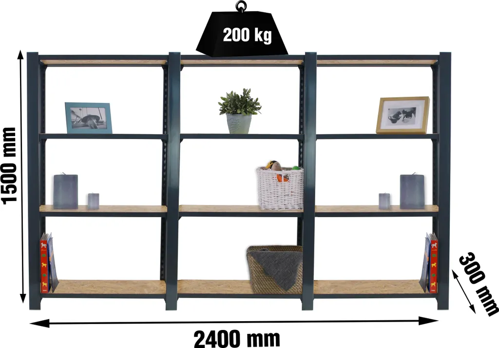 Étagère Simonrack Officlick 4 8425437127700 Anthracite 240x30x150 cm