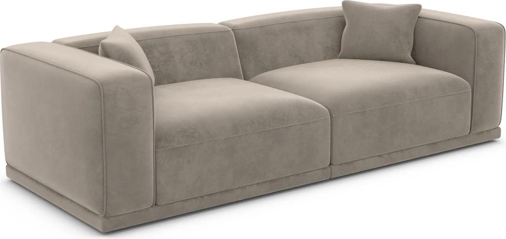 Samtstoff 4-Sitzer Couch Diora Taupe