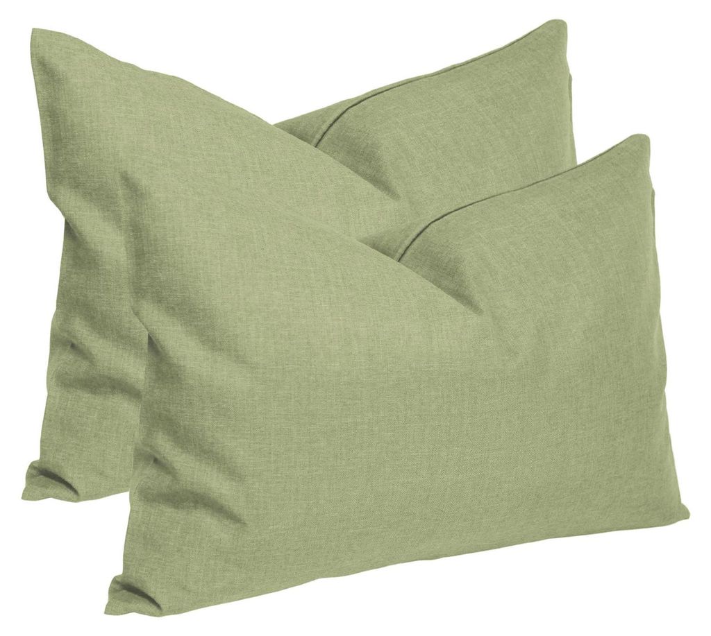 Kissenbezug 2er Set hellgrün 40x60 cm Struktur Leinenoptik Kissenhülle Deko Kissen