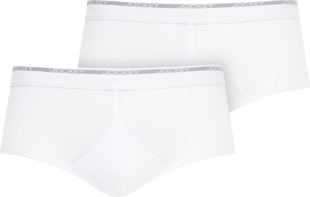 Jockey Herren Slips, 2er Pack - Modern Classic Y-Front Brief, Baumwolle, einfarbig Weiß XL