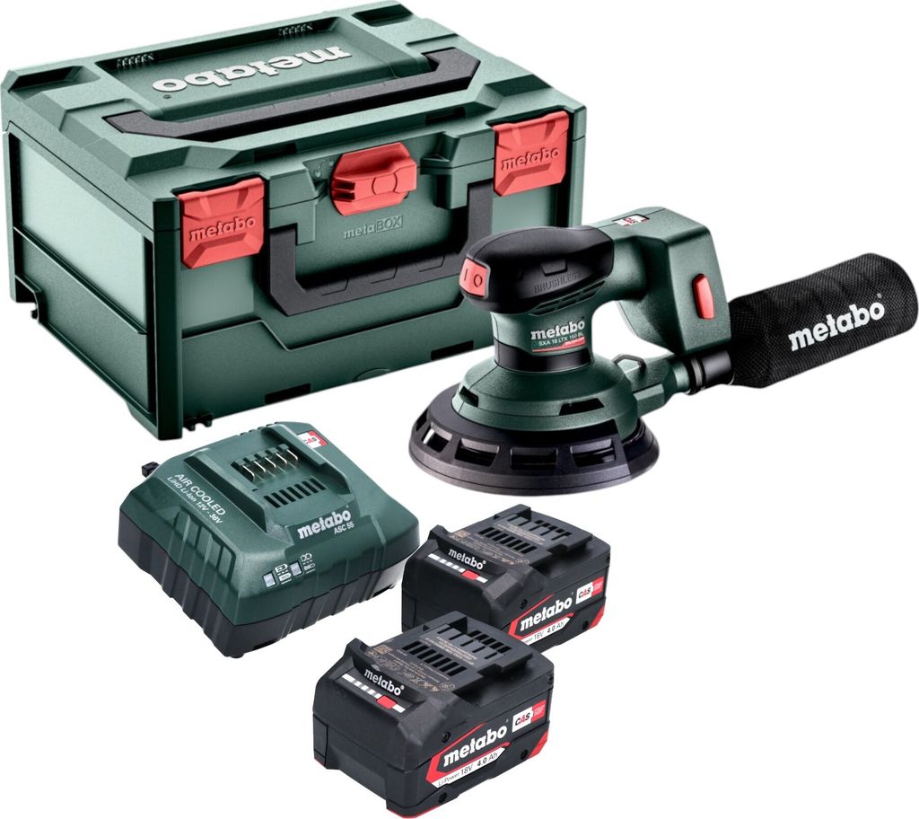 Metabo SXA 18 LTX 150 BL Akku Exzenterschleifer 18 V 150 mm Brushless + 2x Akku 4,0 Ah + Ladegerät + metaBOX