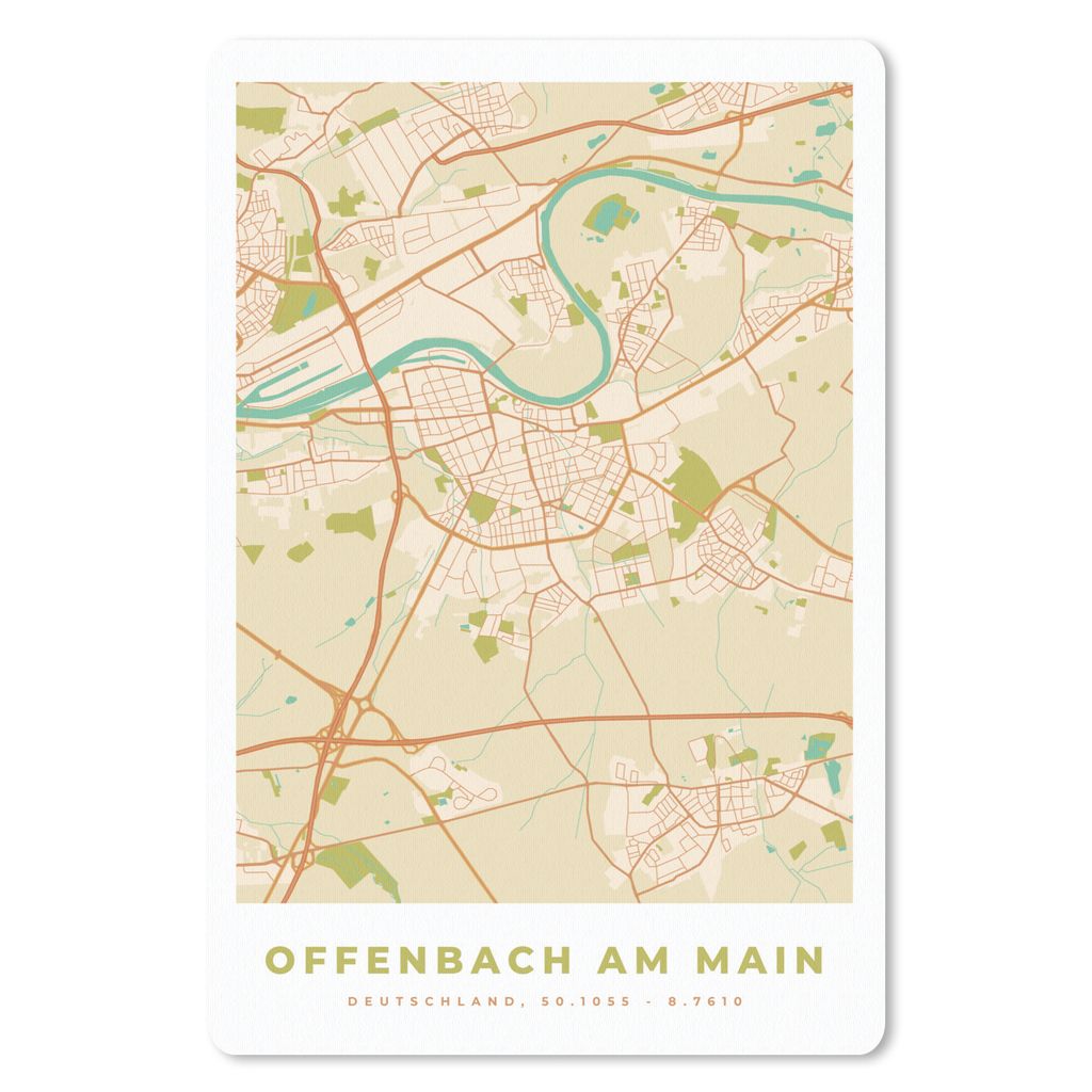 MuchoWow Mauspad Mousepad Stadtplan - Offenbach am Main - Vintage - Karte 40x60 cm - Mousepads - Maus Mat - Pad - Mausunterlage - Schreibtisch Ac...