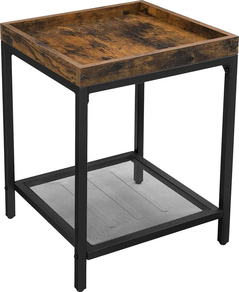 Table d'appoint avec tablette grillagée robuste pour salon ou chambre