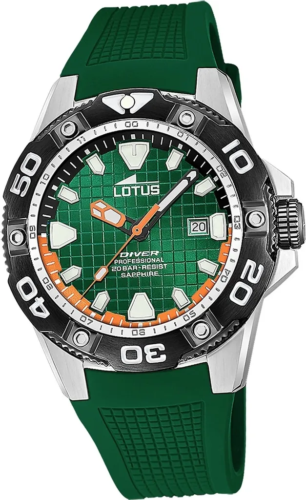 Montre Lotus Confortable Bracelet Silicone Vert Anti-Irritation Homme