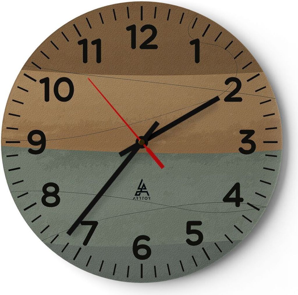 Wanduhr - Rund - Glasuhr - Abstraktion Gold Grün - 30x30cm - Schleichendes Uhrwerk - Lautlos - zum Aufhängen bereit - Dekoration Modern - Wanddek...