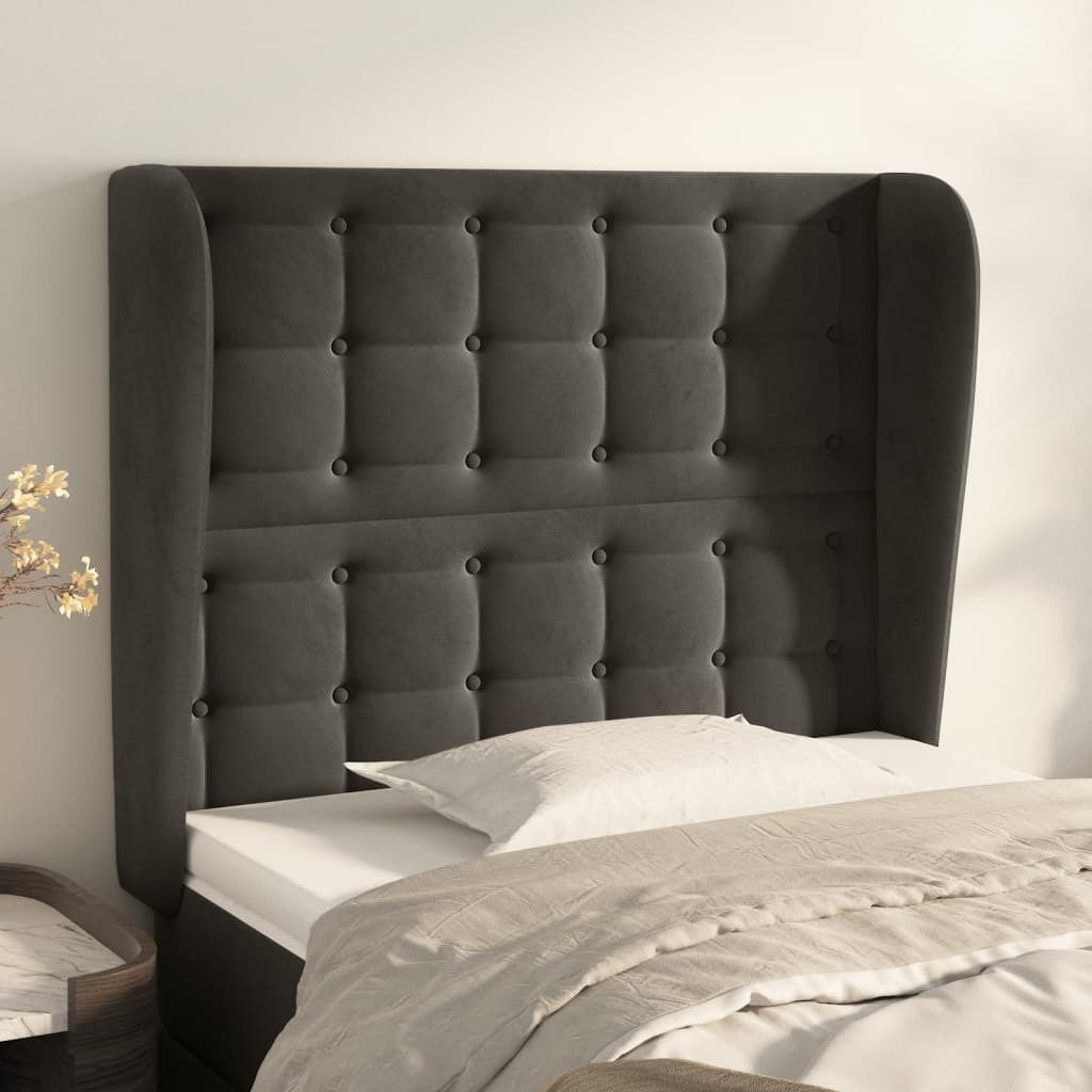 Maison Exclusive - Kopfteil mit Ohren Dunkelgrau 103x23x118/128 cm Samt