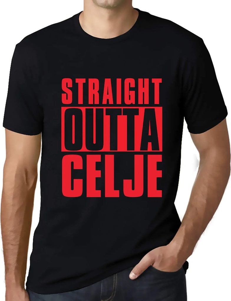 Herren Grafik T-Shirt Straight Outta Celje Öko-Verantwortlich Vintage Jahrgang Kurzarm Lustige Druck Geburtstag Geschenk Mann