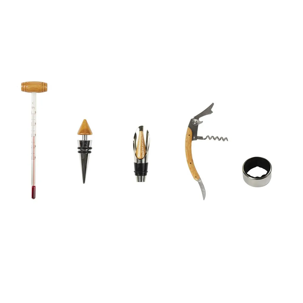 Kit Vino Professionale 5 Accessori in Cassetta Legno Naturale - 9