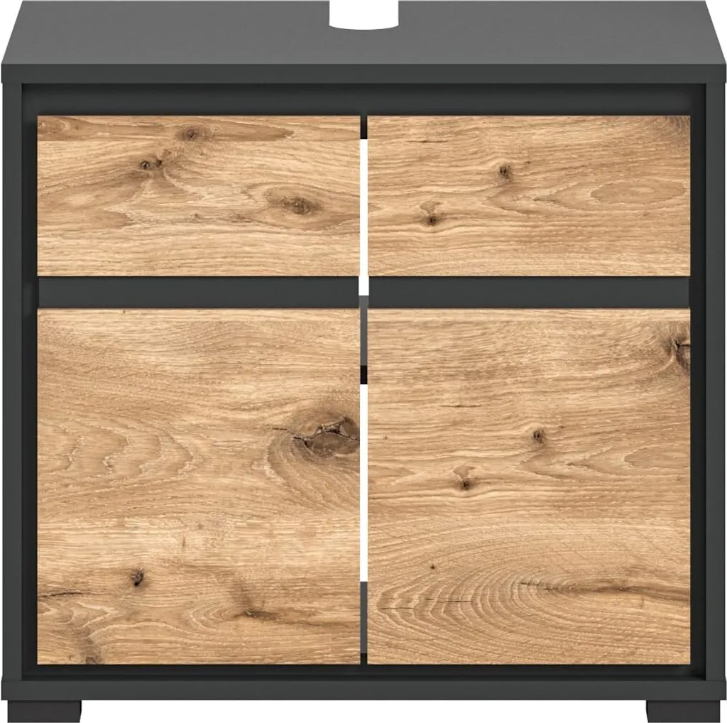 Meuble Sous-Vasque Salle de Bains 60cm - Rangement Bois Chêne Nox Rootz