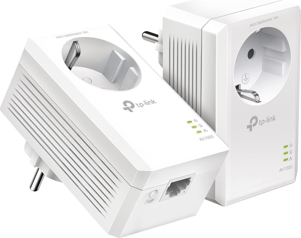 TP-Link AV1000 - Gigabit Passthrough Powerline Starter Kit - Bridge - GigE, HomePlug AV (HPAV), HomePlug AV (HPAV) 2.0, IEEE 1901 - an Wandsteckdos...
