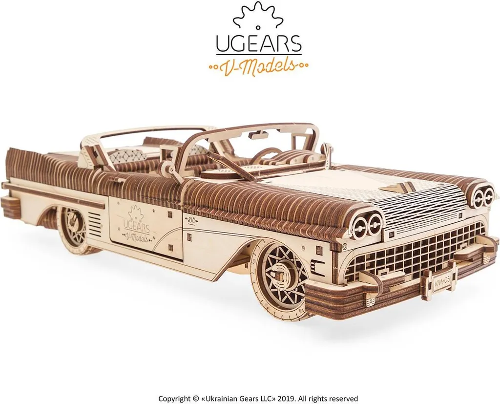 Maquette bois sans colle puzzle 3D mécanique UGEARS cabriolet VM-05