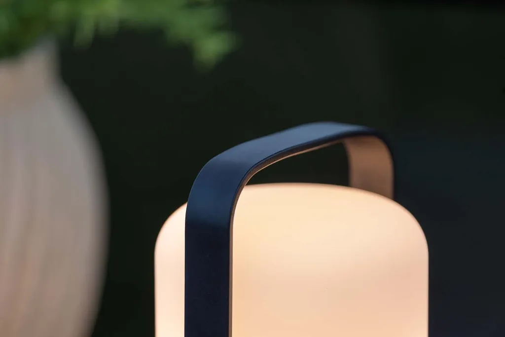 Fern Lampe Extérieure LED Noire Rechargeable avec Intensité Variable IP54
