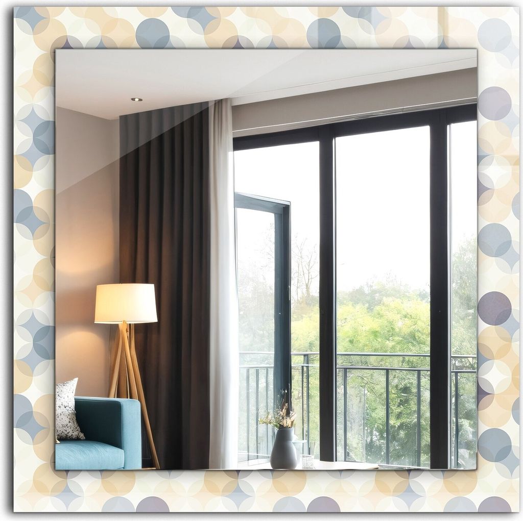 Dekorativer Wandspiegel - Bedruckter Spiegel - Motiv - 60x60 cm - Bunte Runde Muster