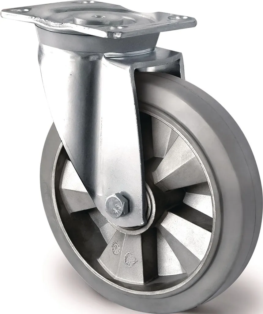 Roue pivotante caoutchouc élastique 125mm pour chariot de manutention